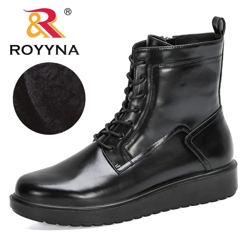 

ROYYNA 2020 New Designers Motorcycle Cowboy Platform Boots Women Lace Up Ankle Boots Woman Plush Warm Winter Footwear Feminimo, Black