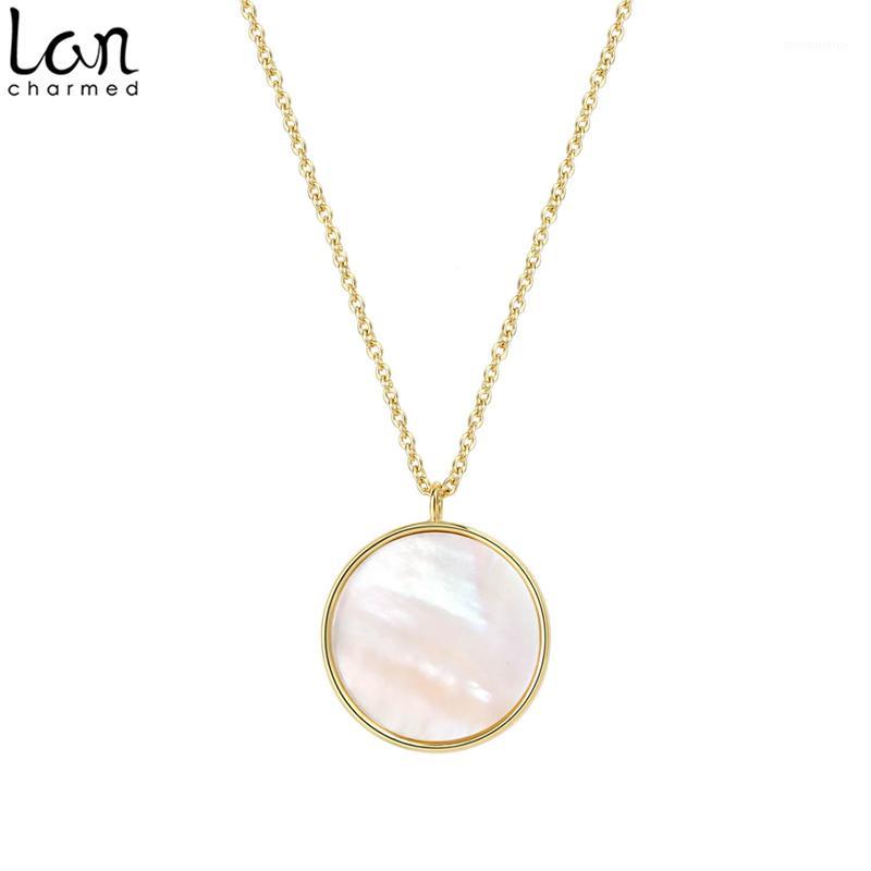 

Lancharmed Minimal Round Mother of Pearl Pendant Necklace Disc Circle Reversible Necklaces Gift for Girls Womens &Teens1