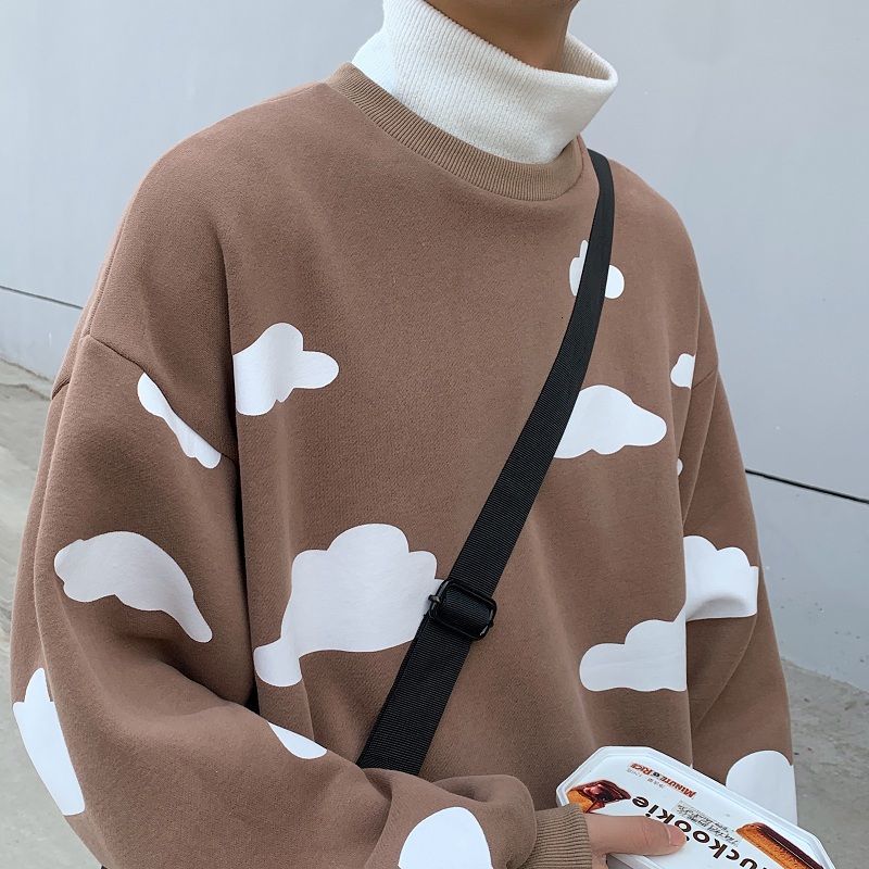 

Autumn/winter New 2021 Cloud Style More Cashmere Sweatshirt Fashion Male Wear Youth I84D, Black