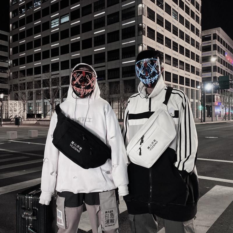 

Unisex Waist Bag Fanny Pack 2020 Winter Street Style Belt Bags Chest Packs Large Capacity Hip Hop Package Shoulder Messenger Bag, Sky blue