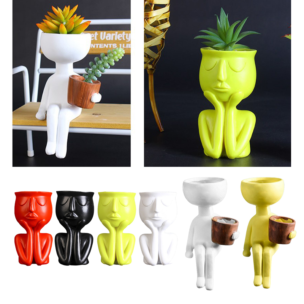 

Human Portrait Sculpture Flower Pot Vase Succulent Cactus Planter Humaniod Ceramic Flower Pot Vase Fleshy Flower 3 Colors C0125