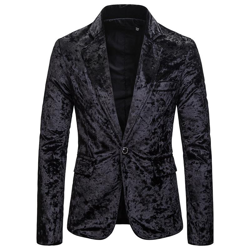 

Fit Men Blazers Slim Autumn Winter Fashion Casual Suit Jackets Wedding Groom Business Party Prom Banquet Stage Costume Singer, Black