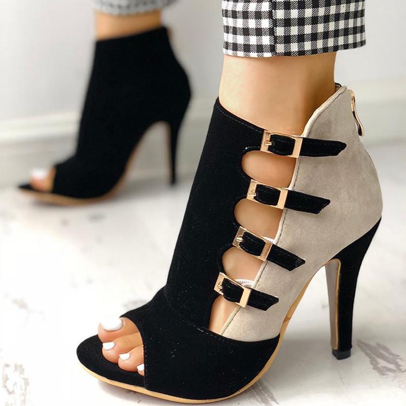 

Summer Peep Toe Sandals Sexy Heels Single Shoes Women In Europe America 2021 Spring Summer Pumps Cut-out Sandals Ladies Shoes, Blue