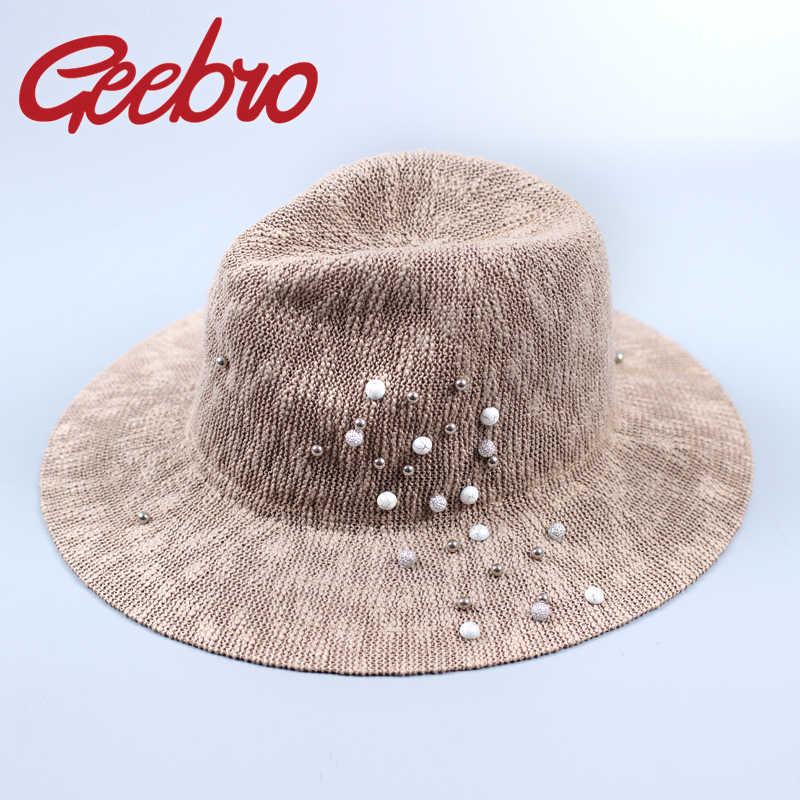 

Women's Straw Hats For Women Summer Visor Panama Beach Hat With Brim Chapeau Panama Hat Summer Pearls Straw Sun Hats For Girls, Khaki