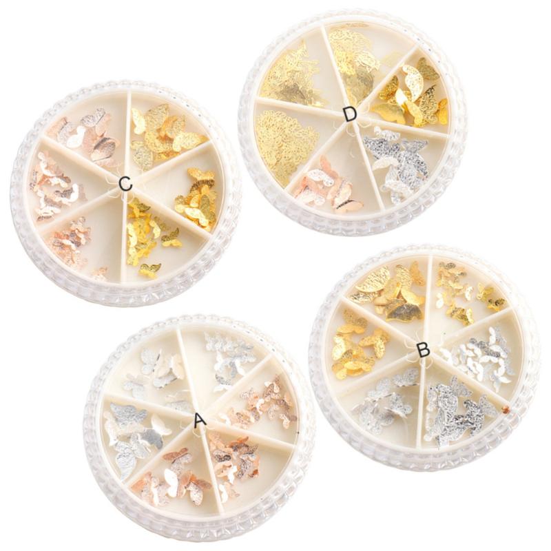 

4 Box of Alloy Patches 3D Butterfly Manicure Stickers Decorations for Women Lady (Style 1