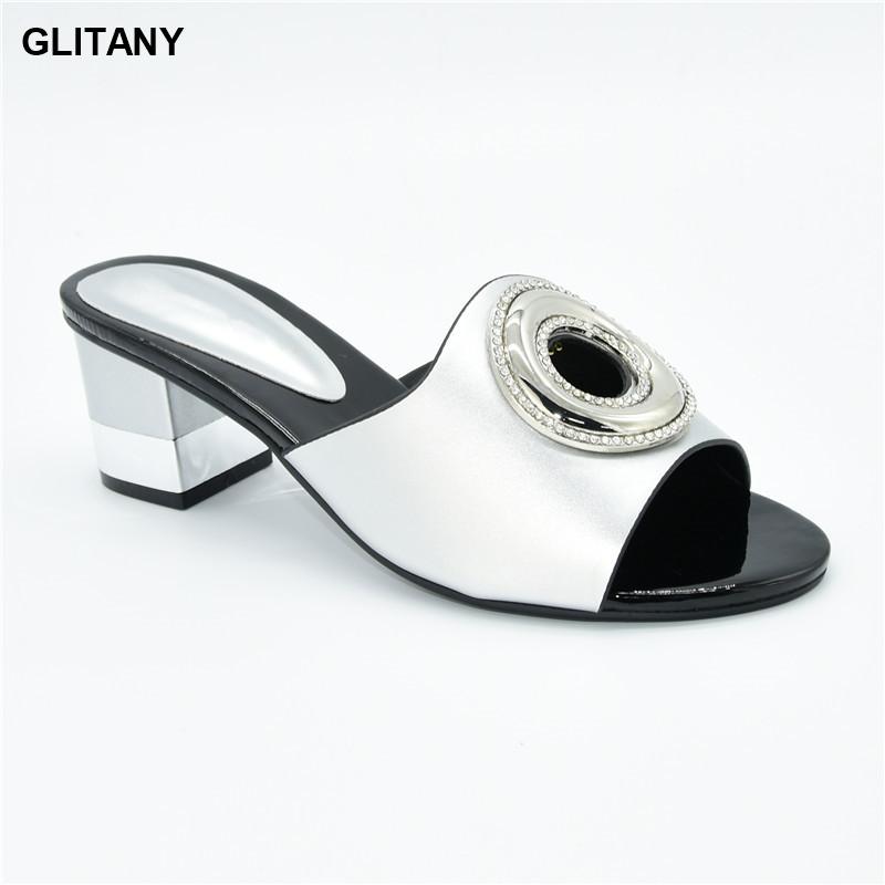 

New Fashion Silver Color Wedding Shoes for Women Summer High Heeled Shoes for Women African Special Materials High Heels 8 CM, Black