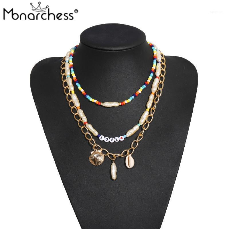 

Monarchess Brand Bohemia Trendy Metal Pearl Double Necklace For Women Statement Hyperbole Female Clavicle Choker Party Jewelry1