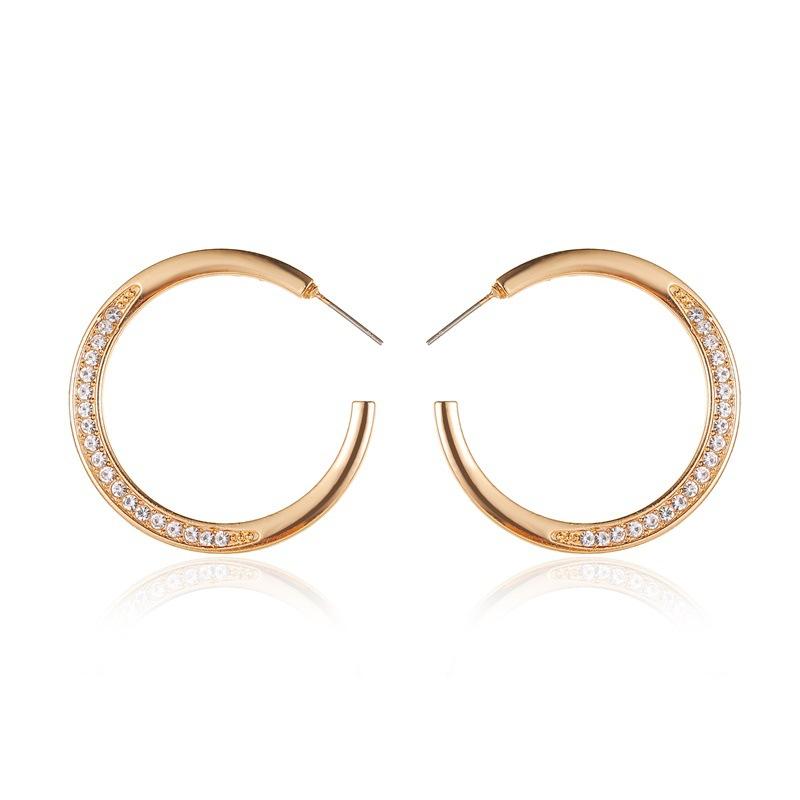

E7149 ZWPON Crescent Moon Crystal C Hoop Earrings for Women Jewelry Wholesale