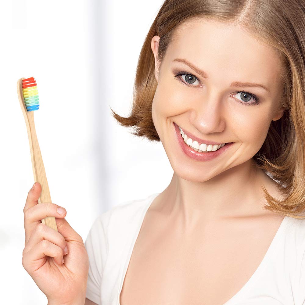 100Pcs Toothbrush Eco-Friendly Rainbow Bamboo Soft Fibre Toothbrush Biodegradable Teeth Brush Solid Bamboo Handle-image-609450858