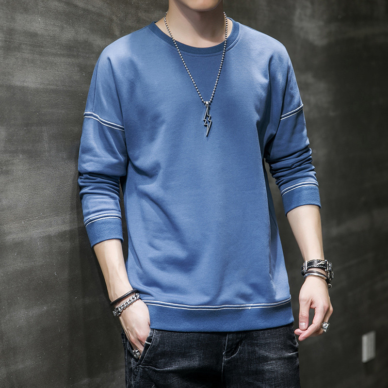 

Winter thin men's round neck pullover long sleeve casual fashion youth spot, Beige