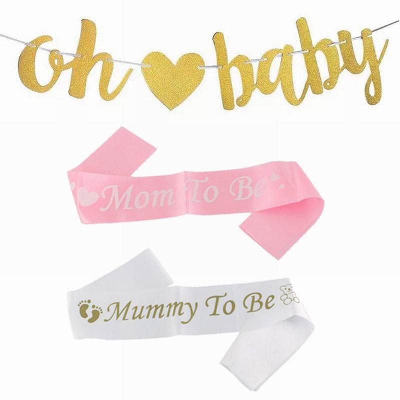 

1PC Blue Pink Mummy Mmm To Be Sash Baby Boy Girl Balloon Baby Shower Decoration Sash Newborn Party Decor Pregnant Mom Favor Gift