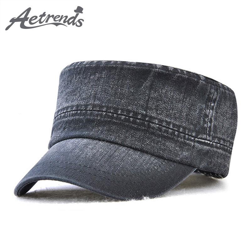 

AETRENDS] Fashion Solid Colors Hat Flat Hats for Men Women Army Hats Z-6458, Blue