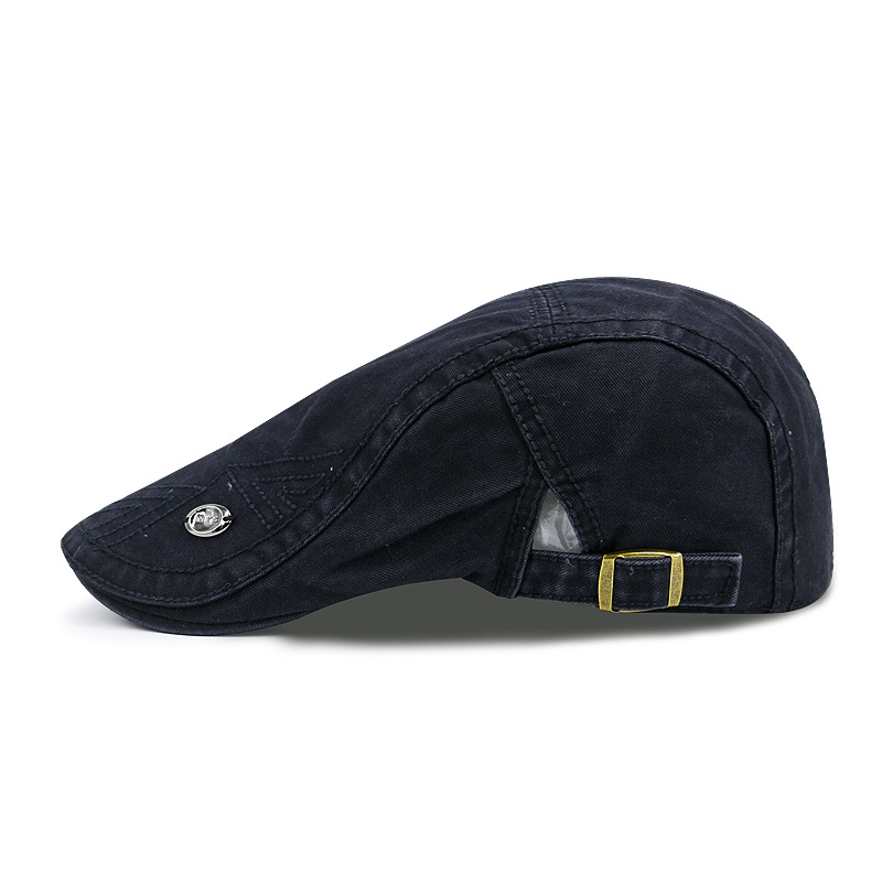 

2020 spring and autumn new simple fashion wild painter hat solid color men and women beret British personality octagonal hat, Black