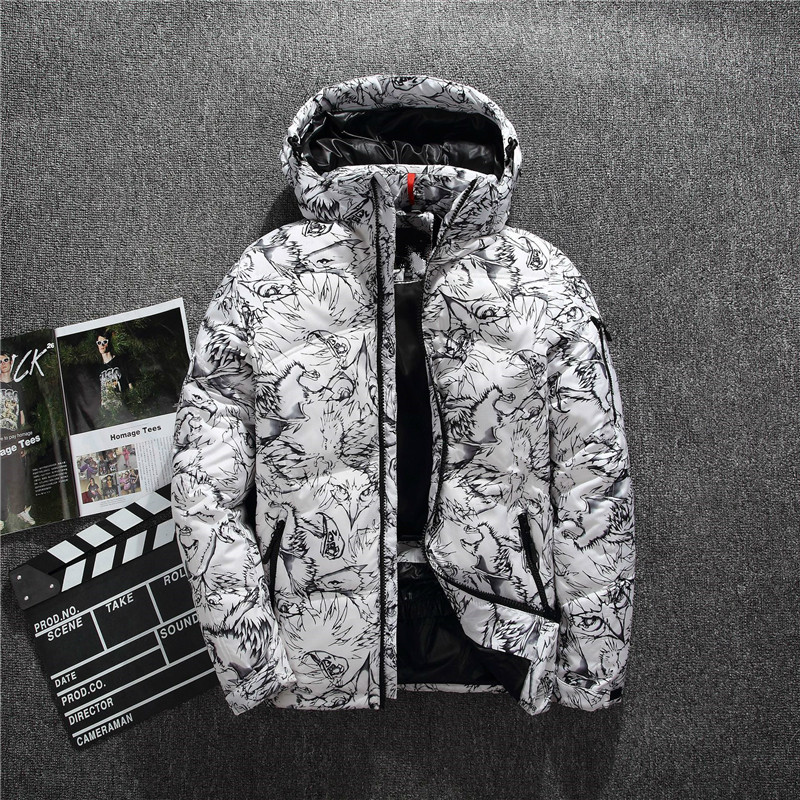 

Mens Designer Winter Thick Thermal Down Coats Windbreaker Parkas Winter New Boutique Slim Hooded White Duck Down Coats for Men -3XL, Black