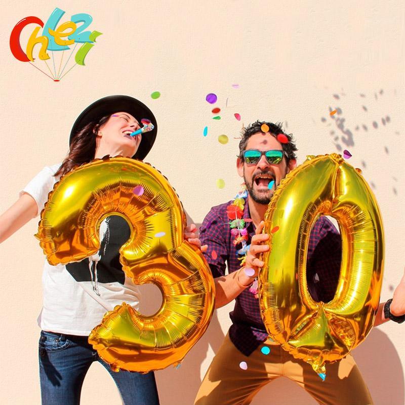 

32 inch 0-9 Gold Silver Number Foil Balloons adult 21st 30st baby 1st Birthday Party Wedding Decor Air Baloons Party Supplier1