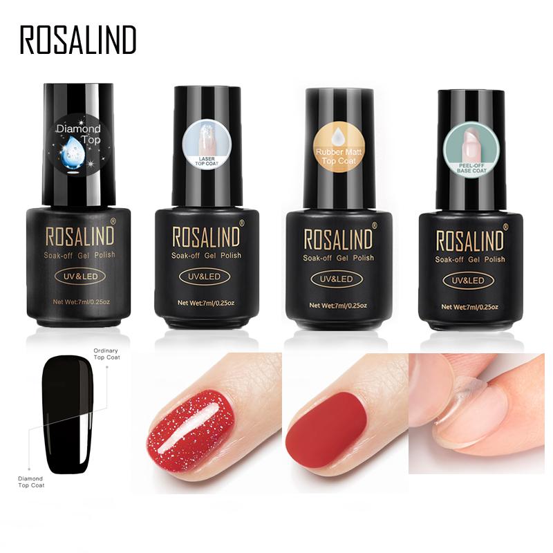 

ROSALIND Base For Nails Gel Polish Hybrid Laser Top MaCoat Semi Permanent UV Varnish For Manicure Soak Off Primer Lacquer 7ML, Radtop