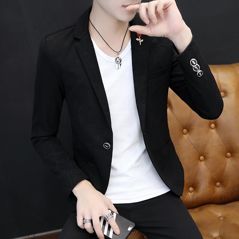 

Men's 2021 spring and autumn new small suit male Korean version slim handsome leisure suit young hair stylist coat clothes tide, Black