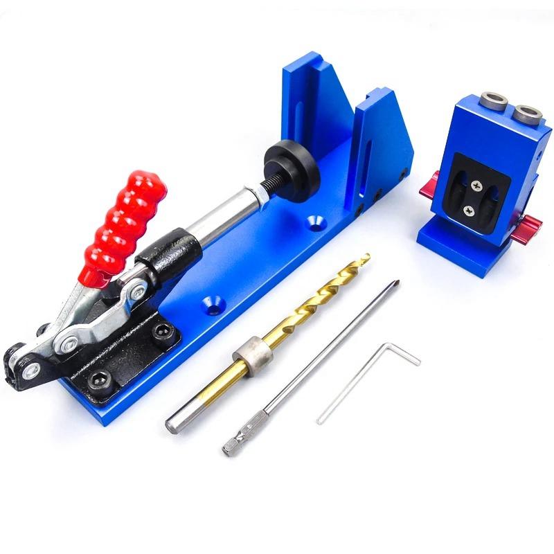 

Upgrade XK-2 Pocket Hole Jig Wood Toggle Clamps with Drilling Bit Hole Puncher Locator Working Carpenter Kit