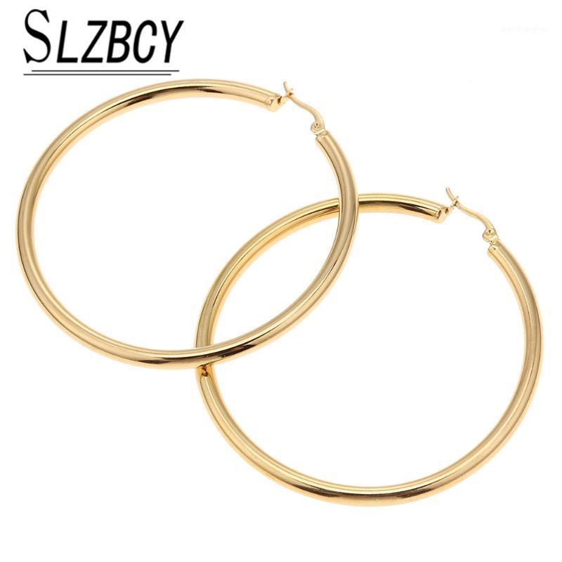 

30mm 40mm 50mm 60mm Gold Silver Color Hoop Earrings Punk Exaggeration Round Big For Women Girl Nightclub Party Jewelry & Huggie, Golden;silver