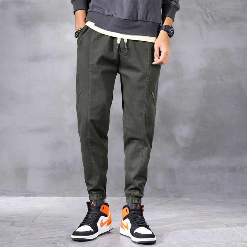 

2021 New Newly Designer Fashion Men Jeans Loose Fit Amry Green Casual Cargo Pants Streetwear Elastic Hip Hop Joggers Wide Leg Trousers 3k1j, Black