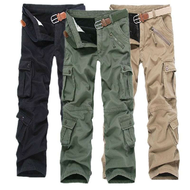 

Fleece Pockets Fur Trouser Plus Size Fashion Loose Baggy Joger Worker Male Mens Winter Pants Thick Warm Cargo Pants Casual, Black