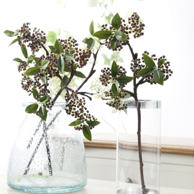 

Artificial Berry branch small bacca fruit berries plastic fake flowers for home table Decoration scrapbooking wreath flores1, White