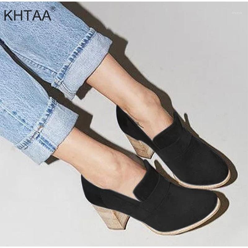 

2020 Spring Plus Size Women Pumps Slip On Chunky Heel Platform Female Shoes Solid Round Toe Flock Elegant Ladies Footwear1, Black