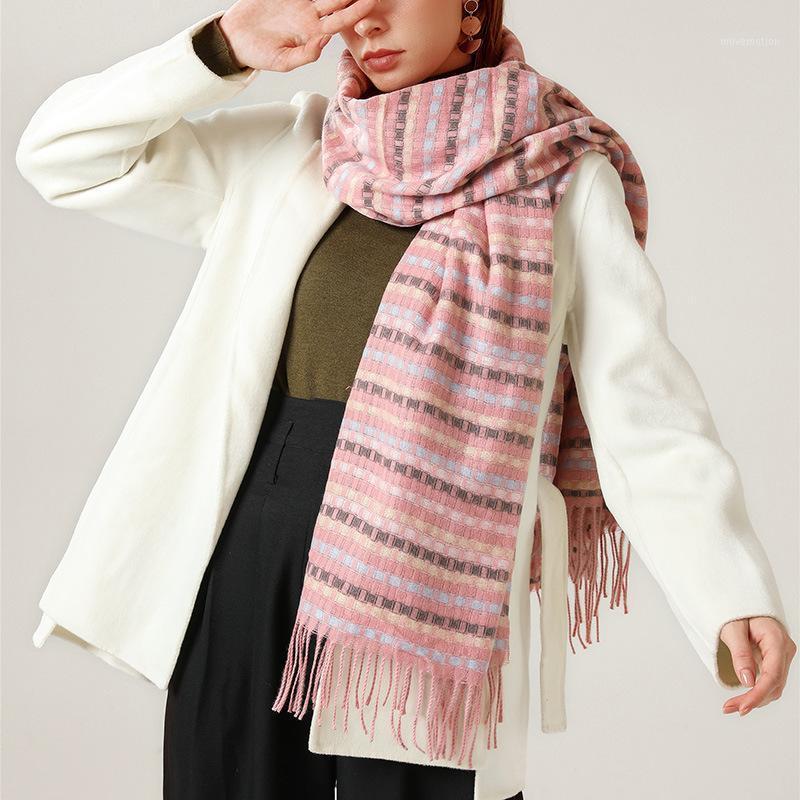 

2020 NEW fashion cashmere women plaid scarf winter warm shawl and wrap bandana female foulard long thick blanket1