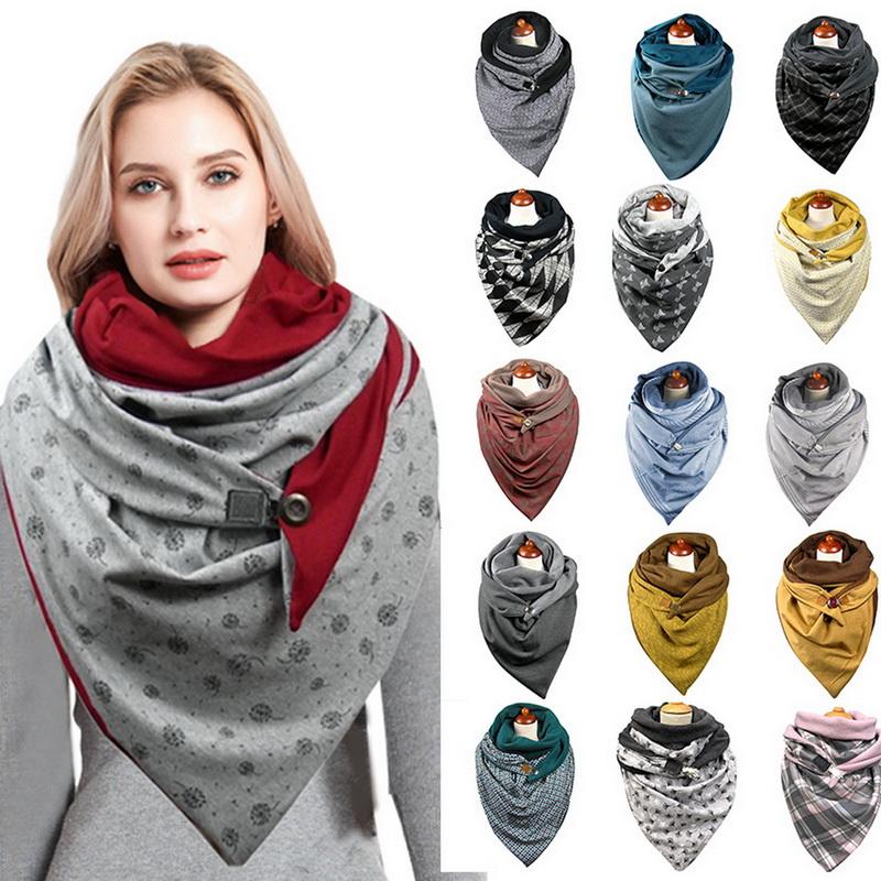 

WNEYUJH 2021 Fashion Winter Women Scarf Soild Dot Printing Button Soft Wrap Casual Warm Scarves Shawls Multicolor Scarf New