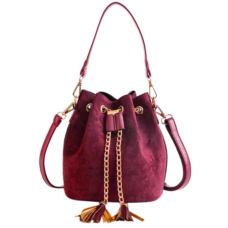 

2021 Mini Crossbody Handbags Cute Suede Bucket Bag Organizer Small Tassel Pu Leather Womens Shoulder Messenger Bags Bolsos #SRN, Yellow