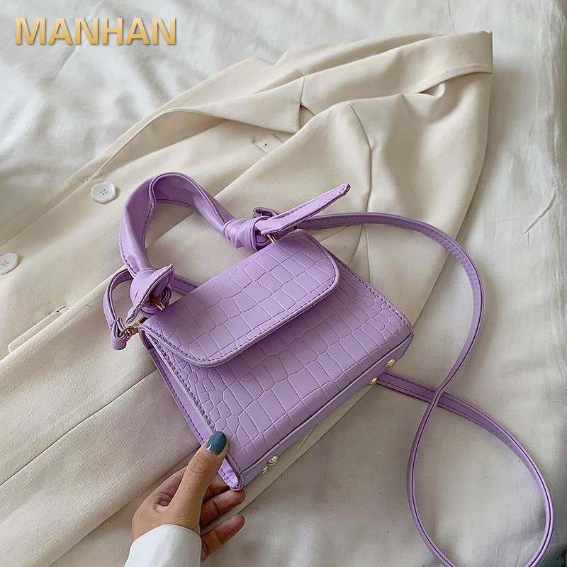 

Pattern Leather Crossbody Bags for Women 2021 Fashion Small Purple Shoulder Bag Female Handbags and Purses with Handle New, Black