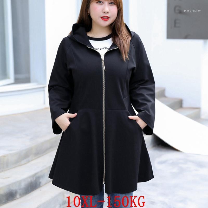 

Large size Ladies Jacket 10XL Zipper Hooded Plus Size 6XL 7XL 8XL 9XL Spring and Autumn Long Sleeve Loose Black Big Jacket1, Picture color