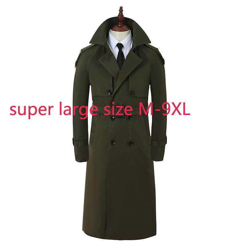 

New Arrival Suepr Large Windbreaker Style Fashion Handsome Spring Autumn X-long Casual Double Breasted Thick plus size -8XL 9XL