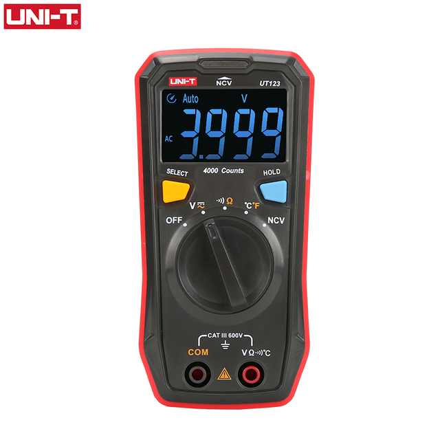 

Mini Digital Multimeter Temperature Tester UNI-T Auto Range UT123 Data AC DC Voltmeter Pocket Voltage Ampere Ohm Meter