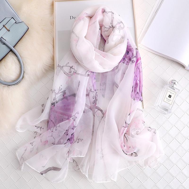 

New Breathable Silky Soft Sunscreen Scarf Women Long Elegant Atmosphere Decoration Air Conditioning Shawl With Beach Towel C06