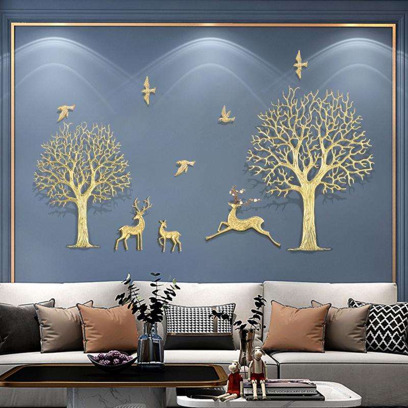 

Light luxury Home decor 3D copper Tree wall stickers hanging Room decoration accessories Modern Creative Aesthetic room decor