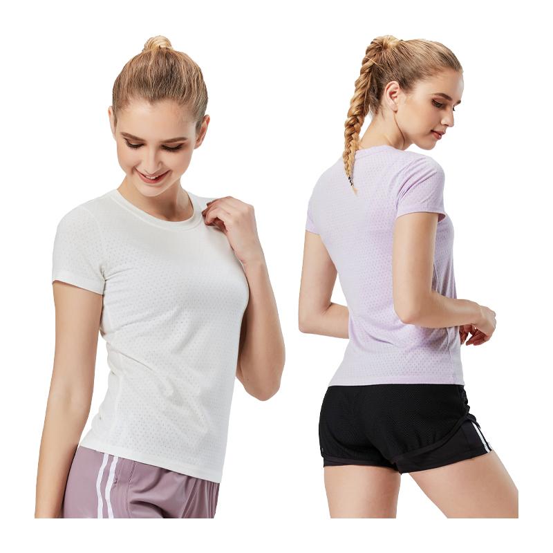 

Yoga T jogging New Shirts Women' Sports Mesh Breathable O Neck Gym Short Sleeves Quick Dry Female Workout Tops, Black