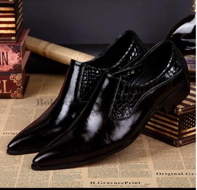 

2020 Leather Casual Men Shoes Fashion Men Flats Pointed Toe Comfortable Office Dress Shoes Plus Size 38-48, As showed color