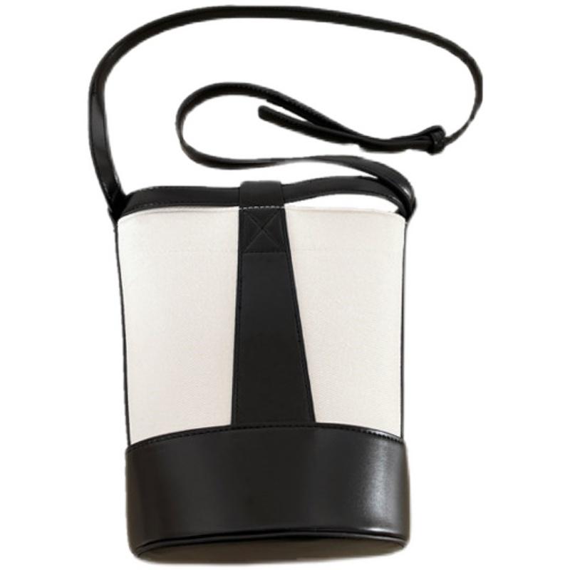 

Canvas Bucket Bag Small Zipper Shoulder Handbags Luxury Bag PU Leather Crossbody Bags Women Purses and Handbags for Ladies, Black