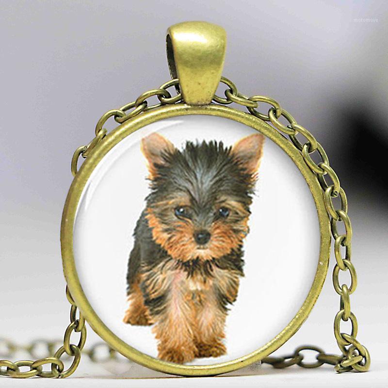 

1pcslot Yorkie necklace, Yorkshire Terrier cute dog pendant Glass Photo dog gift1
