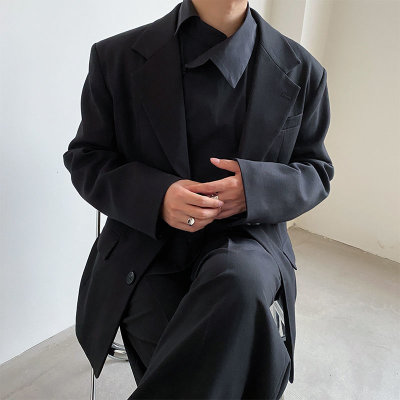 

New Fall 2021 Thin Sleeve Versatile Lovers Suit Male Clothes 5OG1, Black