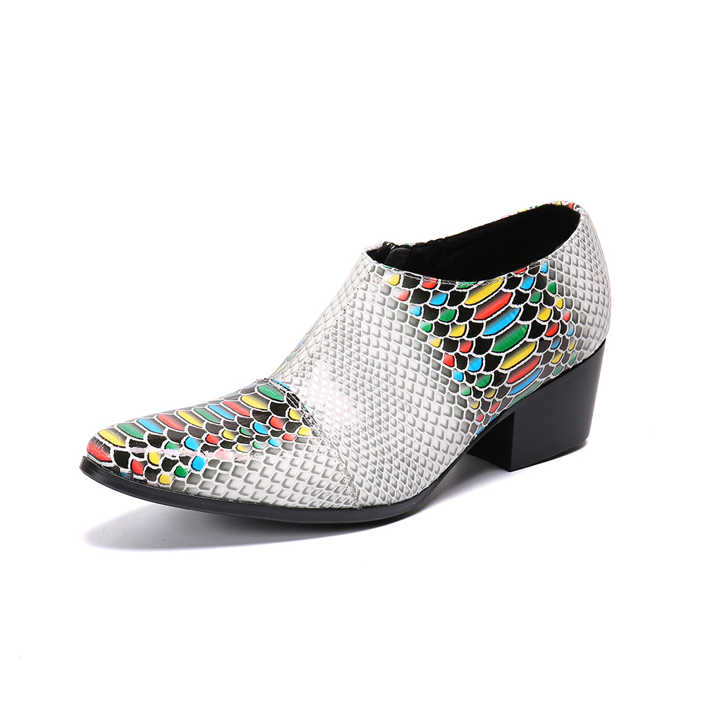 

2020 Men Leather High-heeled Snakeskin Prints Wedding Classic Finger at Man Oxford Shoes F2sd, The picture