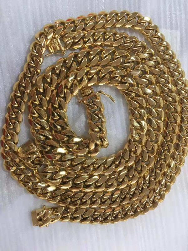 

16"-30" Gold Color Stainless Steel Cuban Curb Miami Link Chain Chorkers Necklaces for Men Hip Hop Rock jewelry1