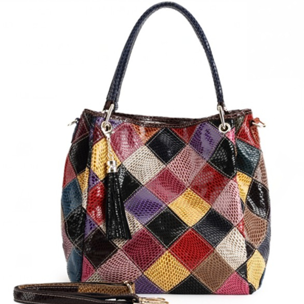 

Arliwwi Brand Classical Snake Pattern Ladies Tote 100% Genuine Leather Fashion Women's Real Cowhide Crossbody Bag Handbags GB03 C0121, Multi