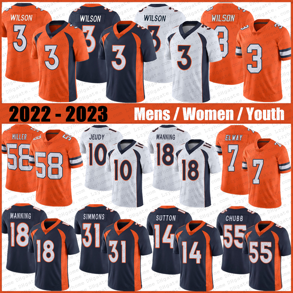 

18 Peyton Manning 3 Russell Wilson Football 7 John Elway Jerseys 2 Patrick Surtain II 10 Jerry Jeudy 31 Justin Simmons Javonte Williams Courtland Sutton Bradley Chubb, Black