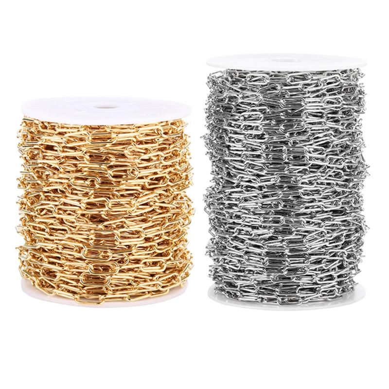 

Wholesale 1M Bulk Chain Hip Hop Stainless Steel Cable Flat Link Chain DIY For Necklace Bracelet Jewelry Making