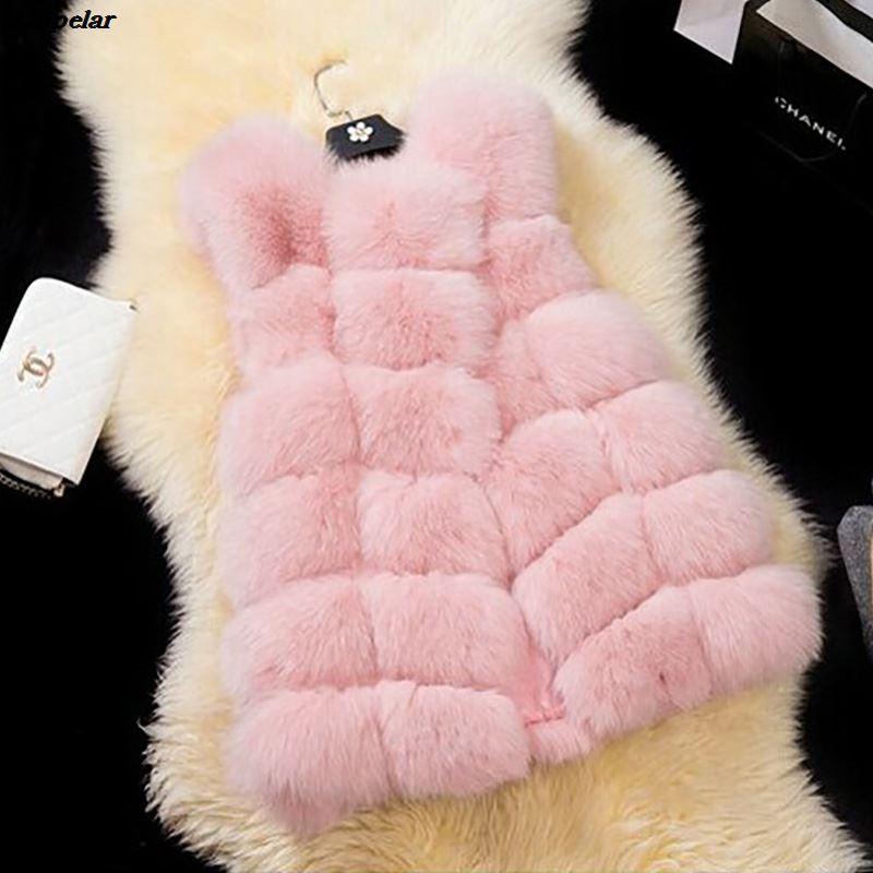 

Winter Casual Faux Fur Coat Women 2020 Vintage Fashion Warm Slim Sleeveless Coat Solid Vest Female Jacket casaco feminino, Red