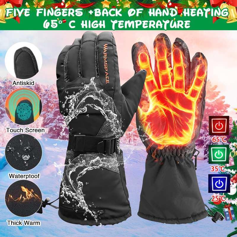 

WARMSPACE Men Women Rechargeable Electric Warm Heated Gloves Battery Powered Gloves Winter Sport Heat for Climbing Ski, As pic