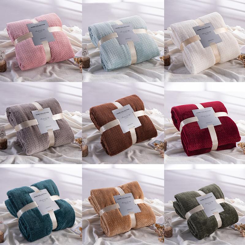 

CANIRICA Blanket Super Soft Fleece Blanket Aircraft Sofa Bedspread Office Children Towel Travel Mesh Portable Car Travel