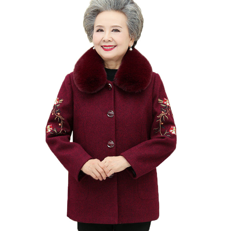 

Older Middle-aged Coat Autumn Female Casual Woman's Wool Jacket Grandma Elegance Outerwear R590 Skdl, Purple